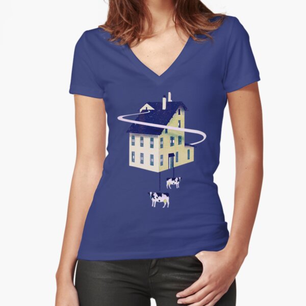 Holy Cow... Tailliertes T-Shirt mit V-Ausschnitt