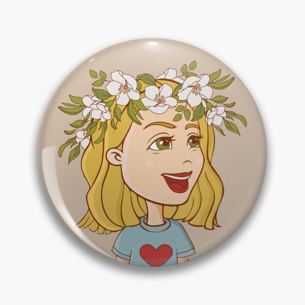 Item preview, Cute cartoon smiling girl with flower wreath on her head. designed and sold by 4lowpoly.