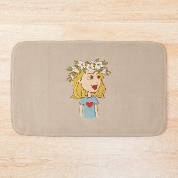 Item preview, Cute cartoon smiling girl with flower wreath on her head. designed and sold by 4lowpoly.