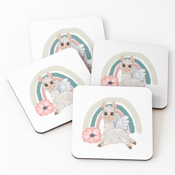 Artikelvorschau, Aquarell Lama Regenbogen entworfen und verkauft von HappyLifeCreate.