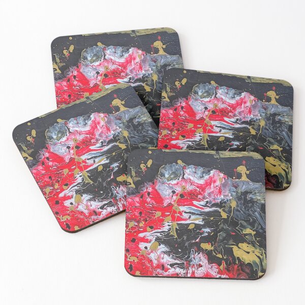 Item preview, Acrylic Pouring black red and gold designed and sold by Artandstonesgr.