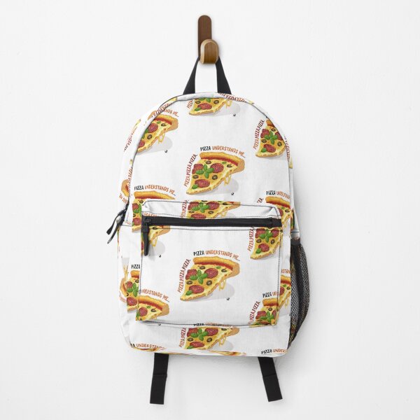 Item preview, A slice of pizza with salami and cheese illustration with inscription designed and sold by Alexandra Kueny.
