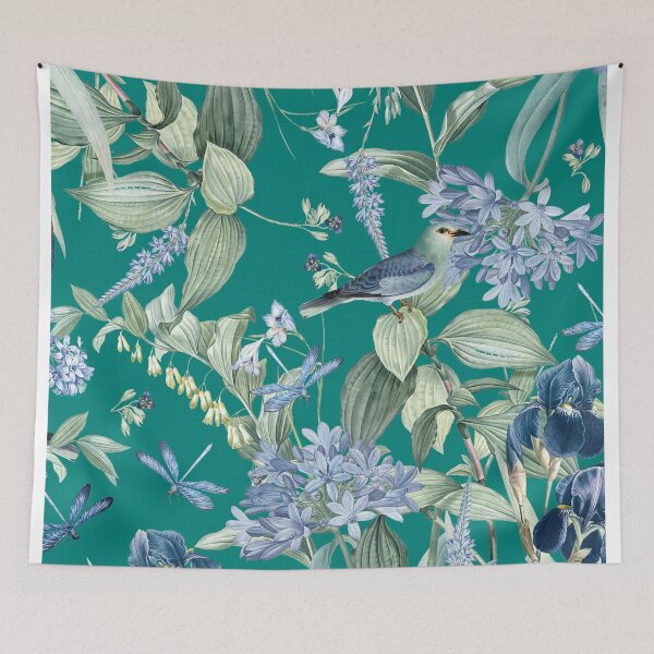 Item preview, Amazonian Exotic Wildlife Garden on Teal Green designed and sold by meggydesigns.