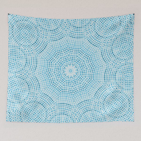 Item preview, Checkered pixelated kaleidoscope of spiral -blue version designed and sold by LittleCountess.