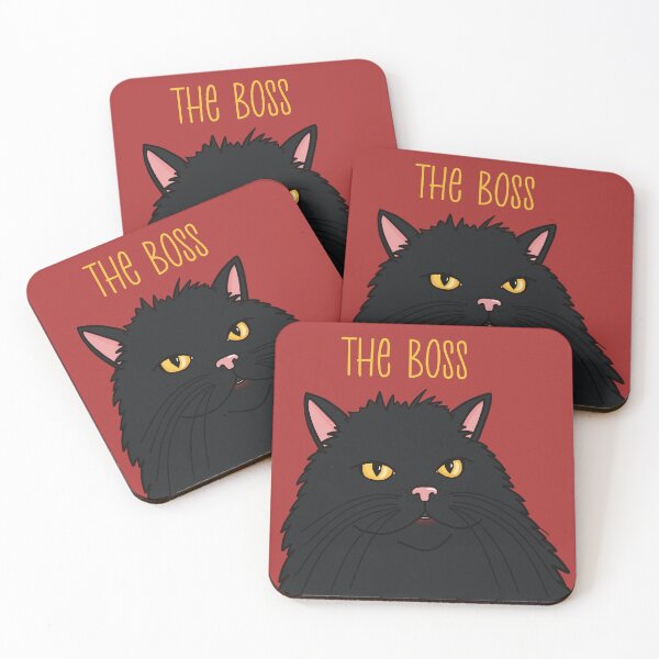 Item preview, The black cat is the Boss . Dark longhaired cat queen with a serious look. designed and sold by marina63.
