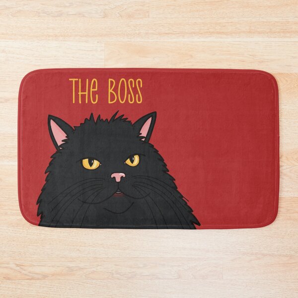 Item preview, The black cat is the Boss . Dark longhaired cat queen with a serious look. designed and sold by marina63.