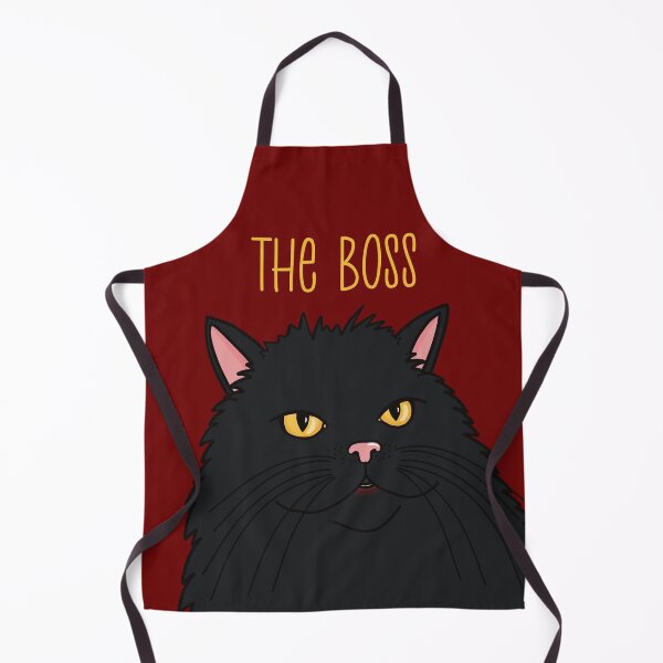 Item preview, The black cat is the Boss . Dark longhaired cat queen with a serious look. designed and sold by marina63.