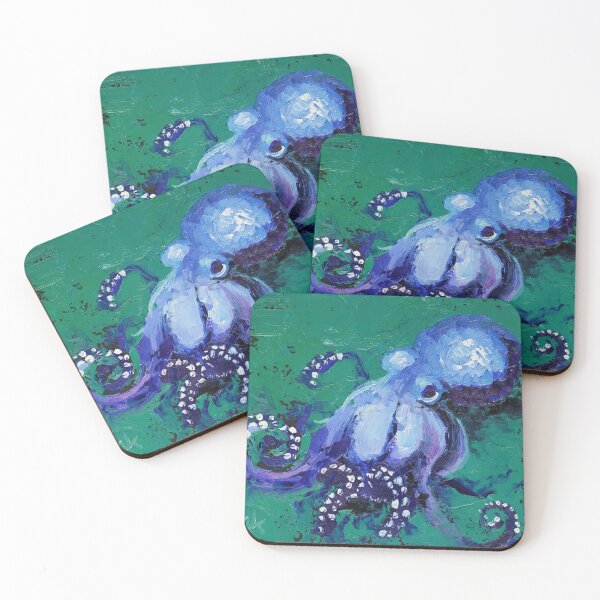 Item preview, Impresión de pintura al óleo de pulpo azul designed and sold by NatalyMak.