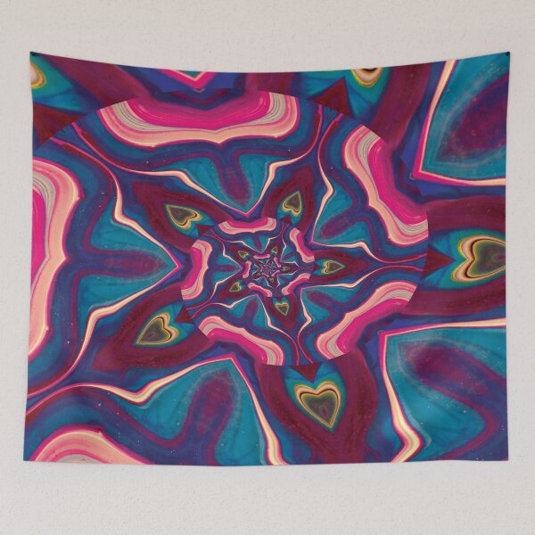 Item preview, Bubble Gum Pink And Blue Psychedelic Heart Spiral | StokedUpArt  designed and sold by StokedUpArt.