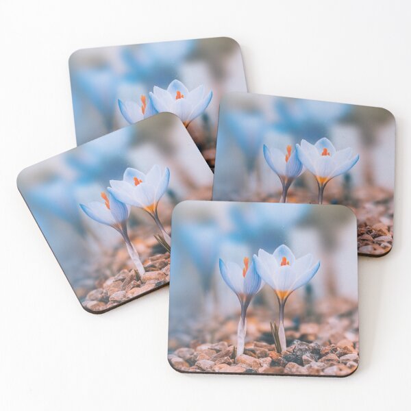 Item preview, Macro of two light blue spring crocuses with magic floating out. Soft anf blurred scenery designed and sold by macroviewpoint.