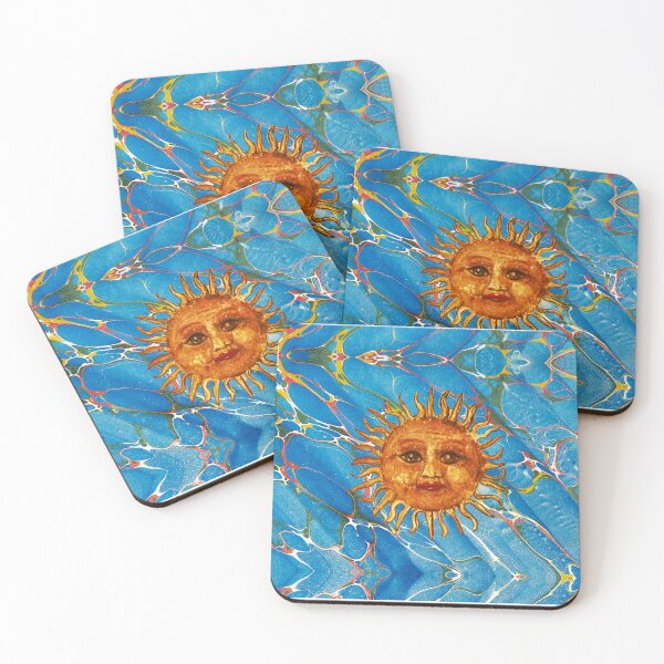 Item preview, SUN IN BLUE MARBLING WITH RED  YELLOW GREEN SHADES  designed and sold by BulganLumini.