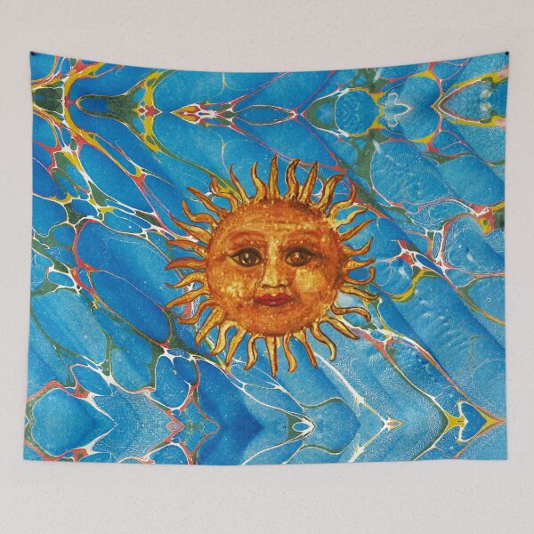 Item preview, SUN IN BLUE MARBLING WITH RED  YELLOW GREEN SHADES  designed and sold by BulganLumini.