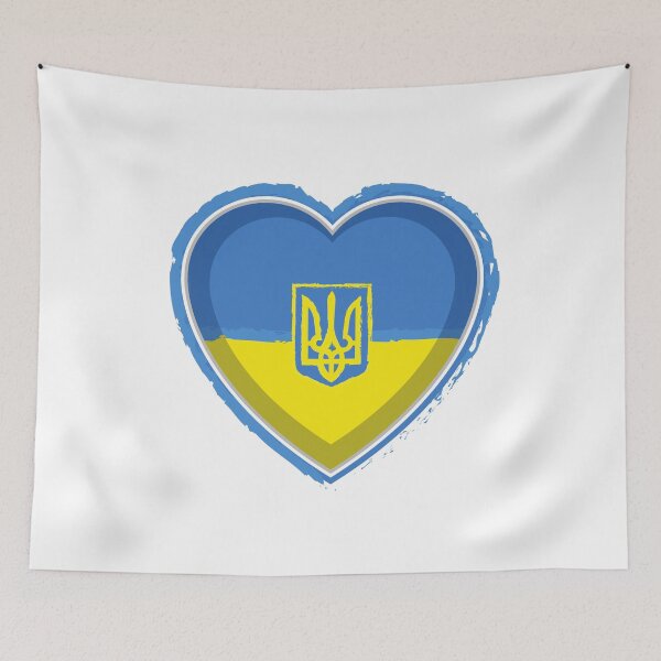 Item preview, Heart shaped Ukranie trident flag  designed and sold by Sarashelle.