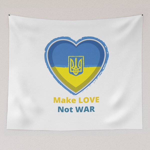 Item preview, Heart shaped Ukranie trident flag - Make love not war  designed and sold by Sarashelle.