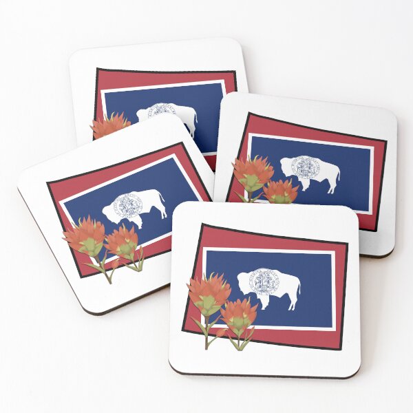 Item preview, State of Wyoming Flag with State Flower Indian Paintbrush designed and sold by Gsallicat.