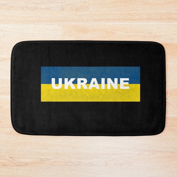 Item preview, UKRAINE - White text on Ukrainian Flag designed and sold by MountMercantile.