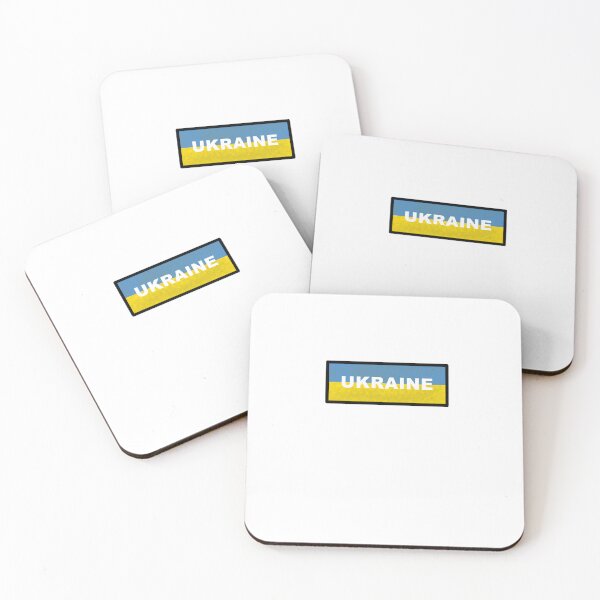 Item preview, UKRAINE - White text on Ukrainian Flag designed and sold by MountMercantile.