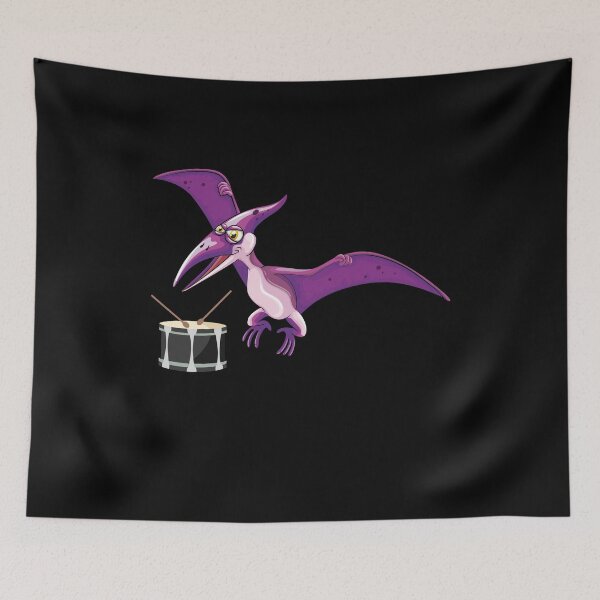Item preview, Dinosaur Playing Drum ,Funny Good Dinosaur Drum Lovers Simple Flying Design designed and sold by pedrored369.