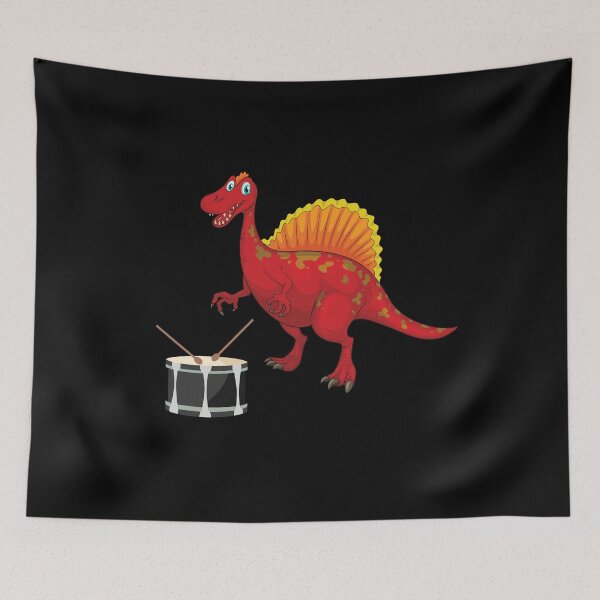 Item preview, Dinosaur Playing Drum ,Funny Good Dinosaur Drum Lovers Red Design designed and sold by pedrored369.
