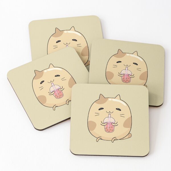 Item preview, Cat drinking pink boba milk  designed and sold by lazarosdesign.
