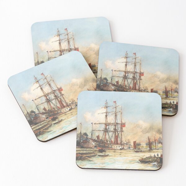 Item preview, Steam and Sail in Greenwich Reach - Charles Edward Dixon (1909) designed and sold by CartoClassics.
