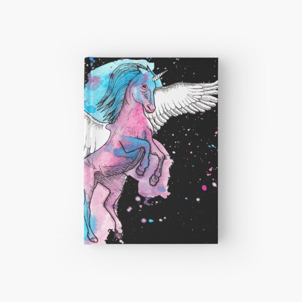Watercolour Unicorn 2 on Black Hardcover Journal