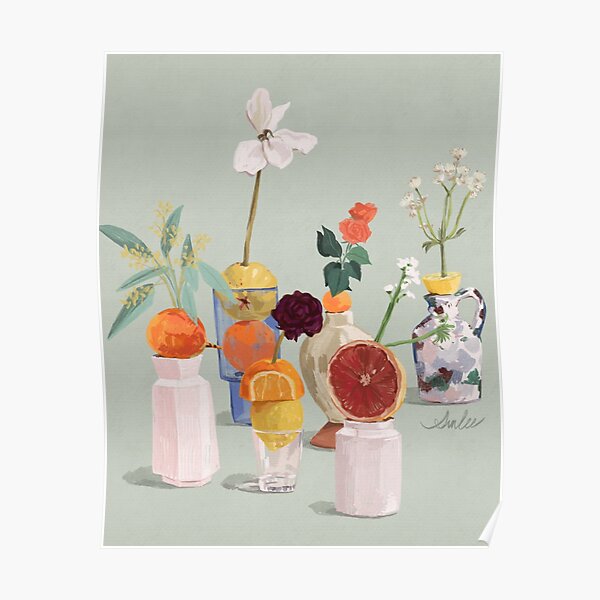 Still Life with Citrus and Flowers Poster