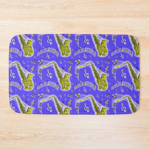 Item preview, Funky Yellow Highlighted Saxophone on a Sky-Blue Background designed and sold by ThisNThatImages.
