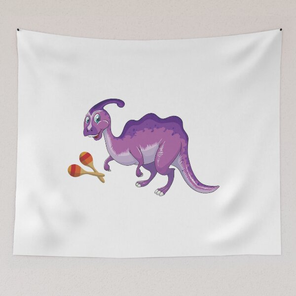 Item preview, Dinosaur Playing Maracas ,Funny Good Purple Dinosaur Maracas Lovers Art designed and sold by pedrored369.