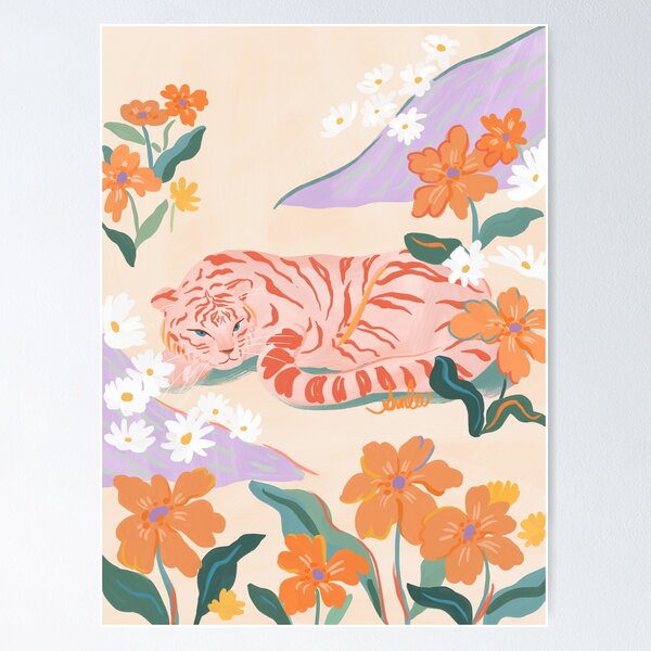 Item preview, Pink Tiger in Wild Garden designed and sold by SunLee Art.