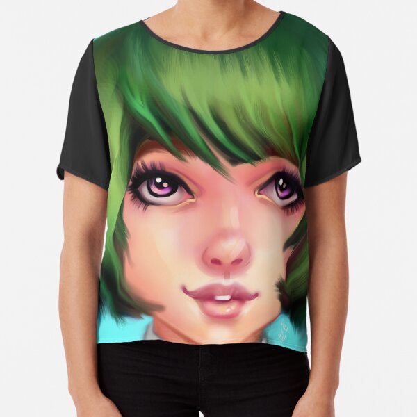 Afro Woman Green HairSilver Shirt