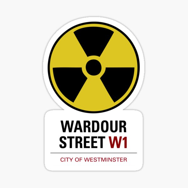 Aperçu de l'œuvre Bombe atomique dans la rue Wardour Sticker créée et vendue par TrevoAbel40.