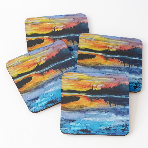 Item preview, Big Bear Lake Watercolor Sunset designed and sold by signaturelaurel.