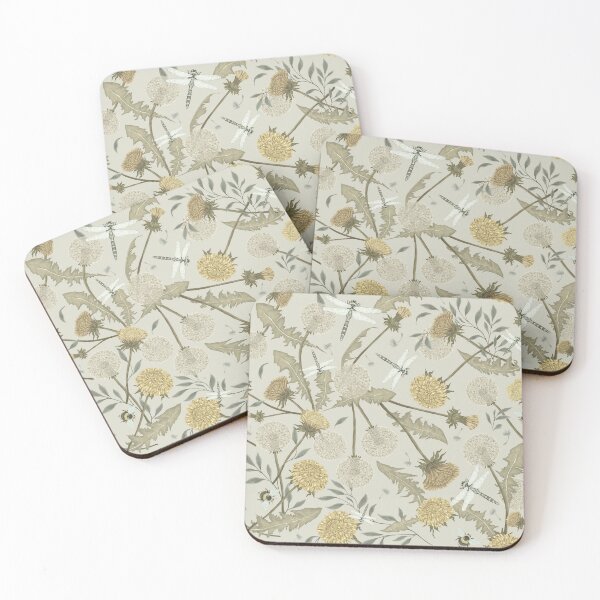 Item preview, Dandelions and Dragonflies in a muted palette designed and sold by Silver Steer Design.