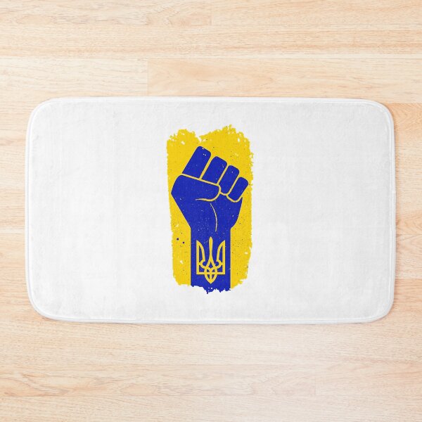 Aperçu de l'œuvre Drapeau de l'Ukraine de soutien ukrainien fort poing levé créée et vendue par bylynnellal.