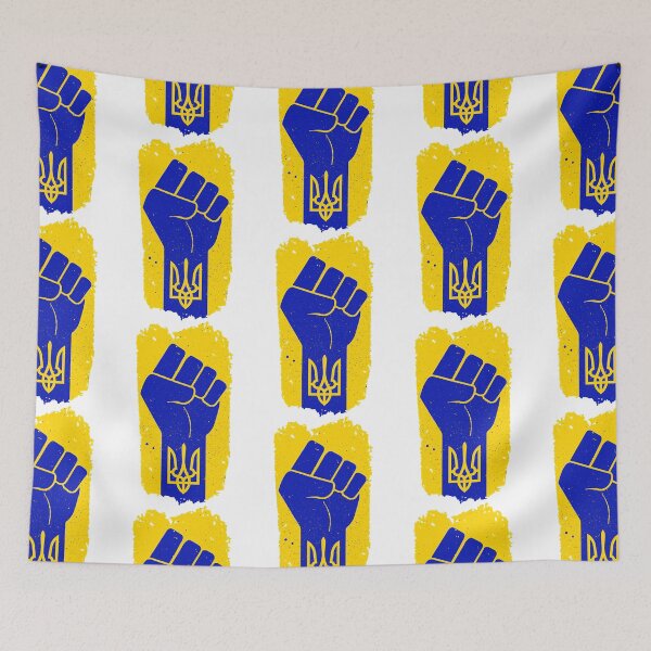Item preview, Strong Ukrainian Supportive Ukraine Flag Raised Fist  designed and sold by bylynnellal.
