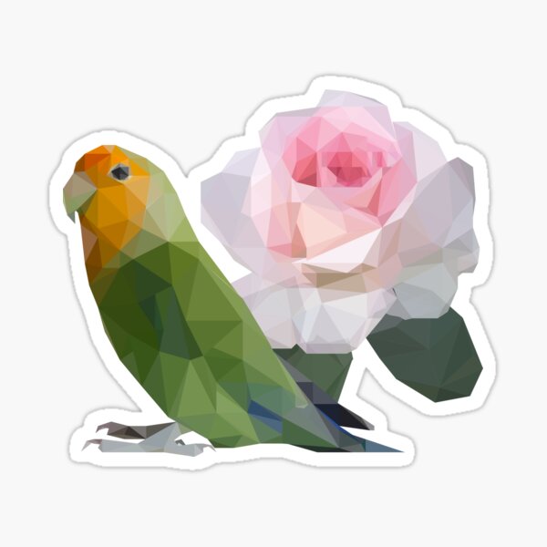Item preview, Lowpoly Lovebird Roseicollis with Rose designed and sold by Mariewsart.