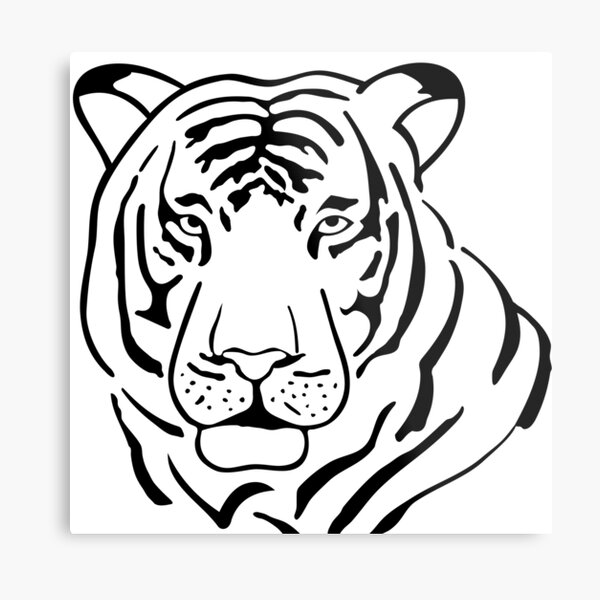 White Tiger Line Drawing Polygon Stripes Pattern Artwork Framed Wall Art  Print A4 