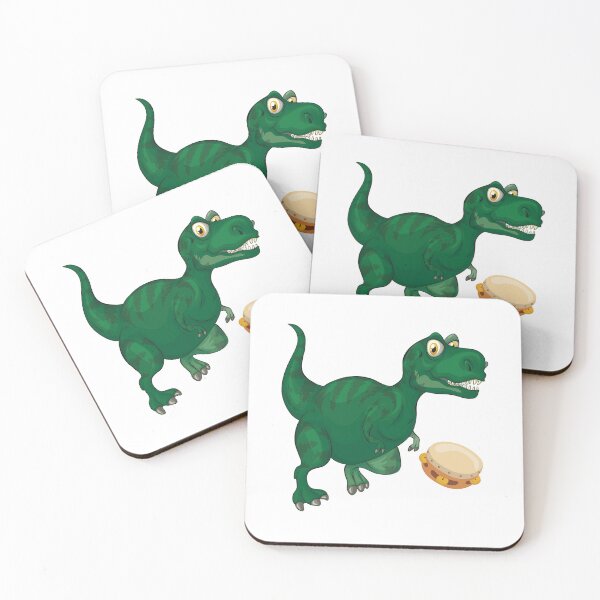 Item preview, Dinosaur Playing Tambourine ,Funny Good Dinosaur Tambourine Lovers Cool Green Design designed and sold by pedrored369.