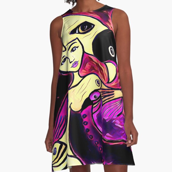 Birds Eye View in Purple A-Line Dress