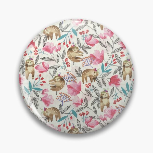 Item preview, Red Floral Sloths designed and sold by SweetThreads79.