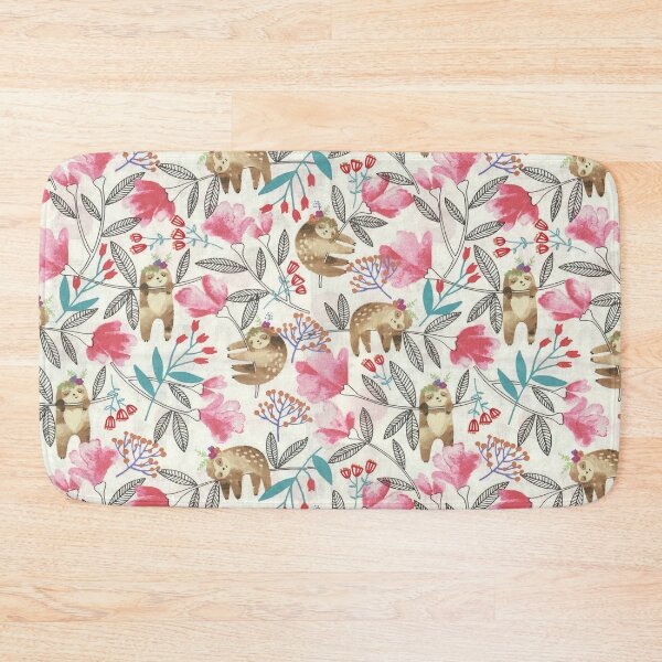 Item preview, Red Floral Sloths designed and sold by SweetThreads79.