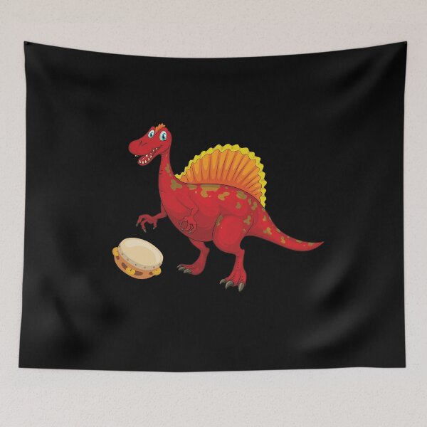 Item preview, Dinosaur Playing Tambourine ,Funny Good Dinosaur Tambourine Lovers Red Design designed and sold by pedrored369.