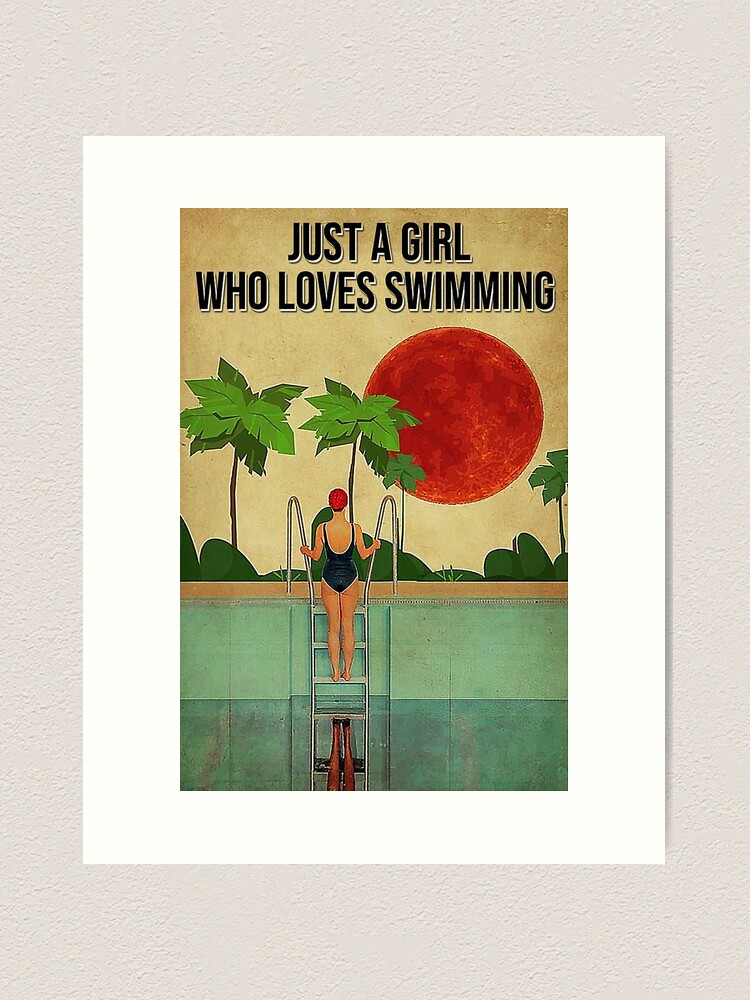 Thumbnail 1 von 3, Kunstdruck, Schwimmen Nur ein Mädchen, das gerne schwimmt designt und verkauft von aMatilda1989.