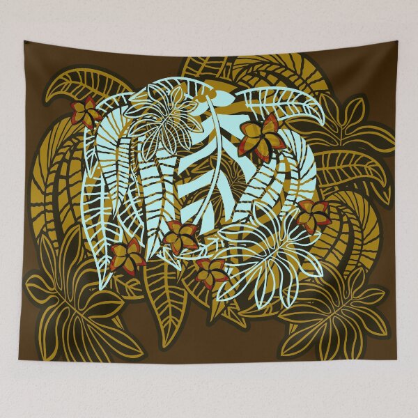 Item preview,  Vintage Hawaiian Gold Leaf And Floral  designed and sold by sunnthreads.
