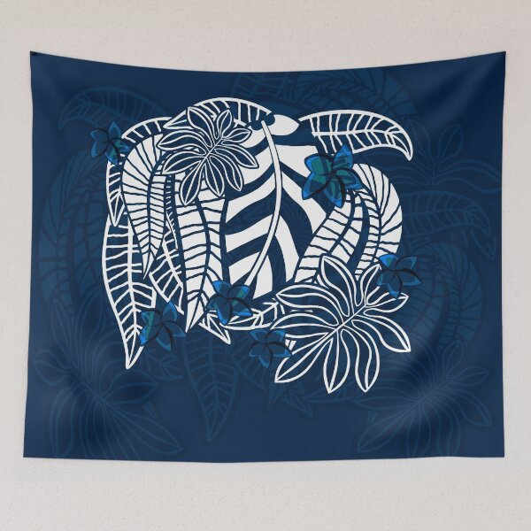 Item preview, Vintage Hawaiian Blue Leaf And Floral  designed and sold by sunnthreads.