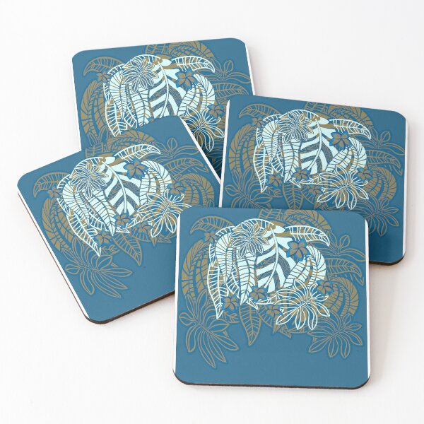 Item preview,  Vintage Hawaiian Blue And Gold Leaves designed and sold by sunnthreads.
