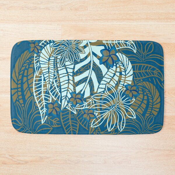 Item preview,  Vintage Hawaiian Blue And Gold Leaves designed and sold by sunnthreads.