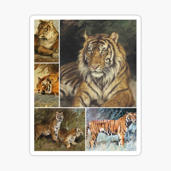 Vista previa del artículo con la obra «Conjunto de montaje de pinturas clásicas de tigres n.º 2», diseñado y vendido por Krispsm.