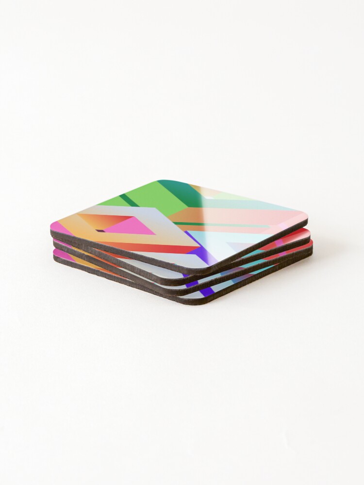 Thumbnail 4 of 5, Coasters (Set of 4), 3D square designed and sold by Rritu.